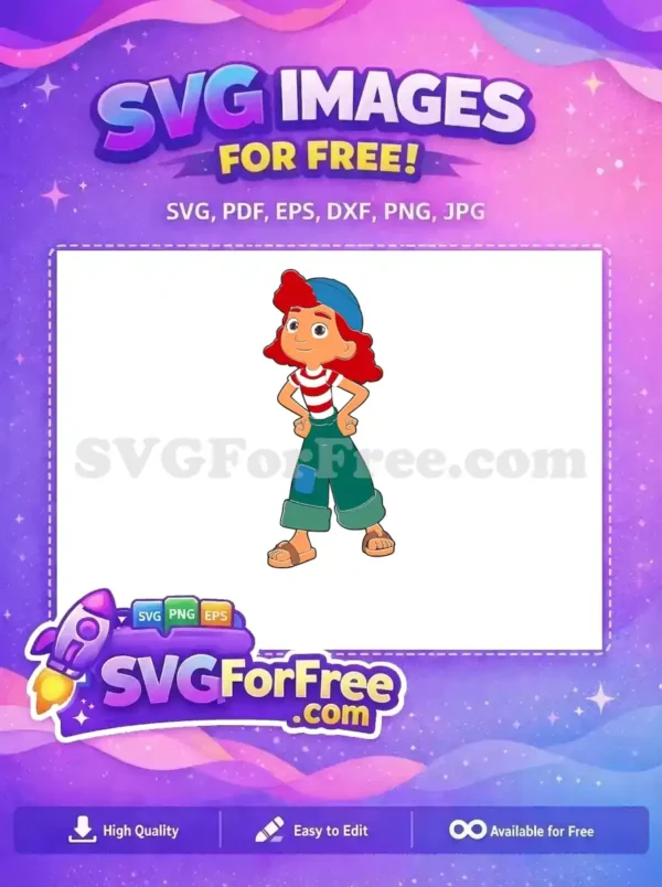 Free Red Hair Free Blue Cap Luca Movie Free SVG