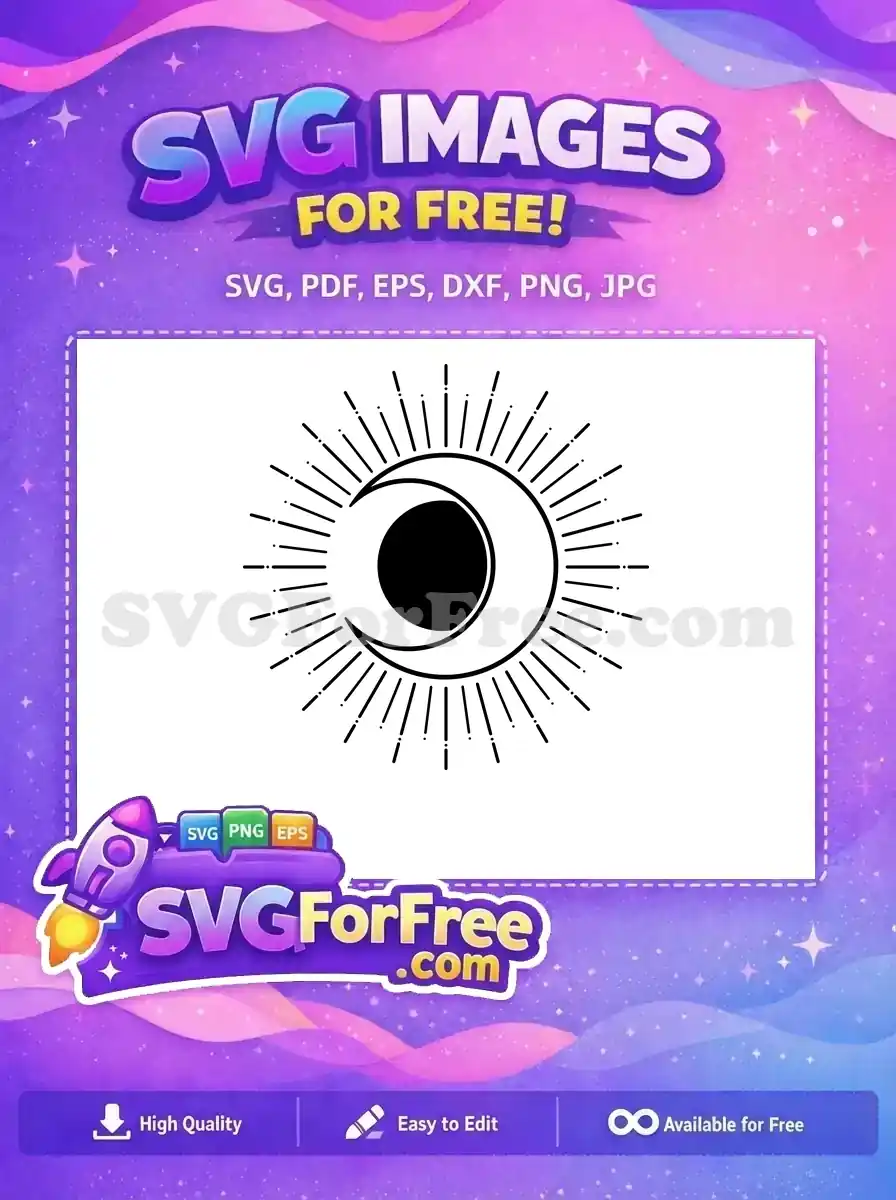 Free Crescent Moon Free Sun Rays Magic Free SVG