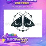 Free Celestial Lunar Moth Free Starry Night Magic Free SVG - Instant Download