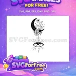 Free Crescent Moon Free Crystal Flowers Magic Free SVG - Instant Download