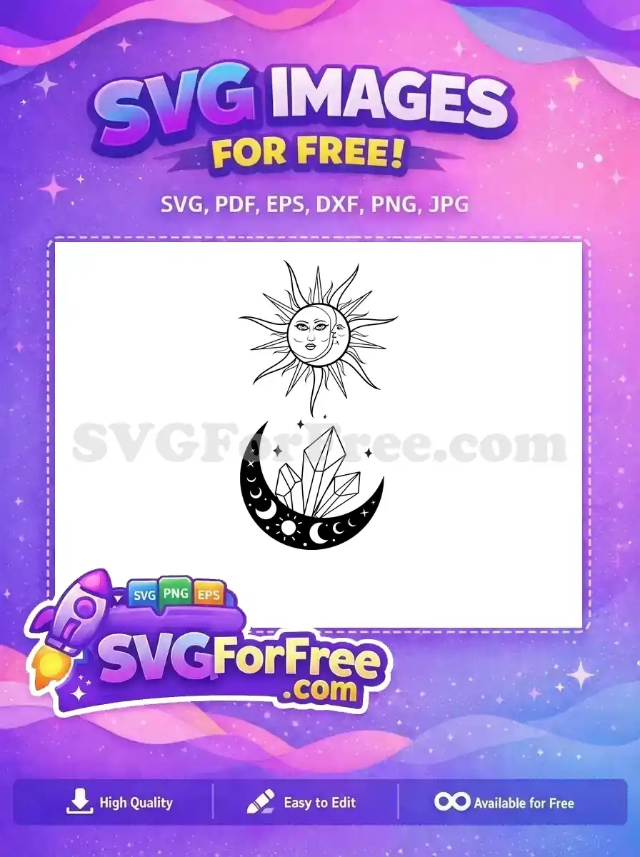 Free Celestial Faces Free Crystals Boho Magic Free SVG