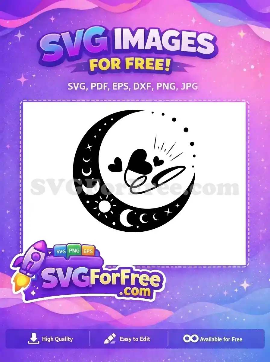 Free Celestial Hearts Free Magical Lunar Esoteric Free SVG