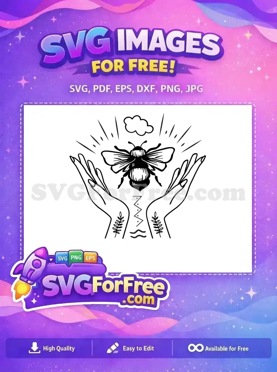 Free Line Art Bee Free Esoteric Hands Magic Free SVG