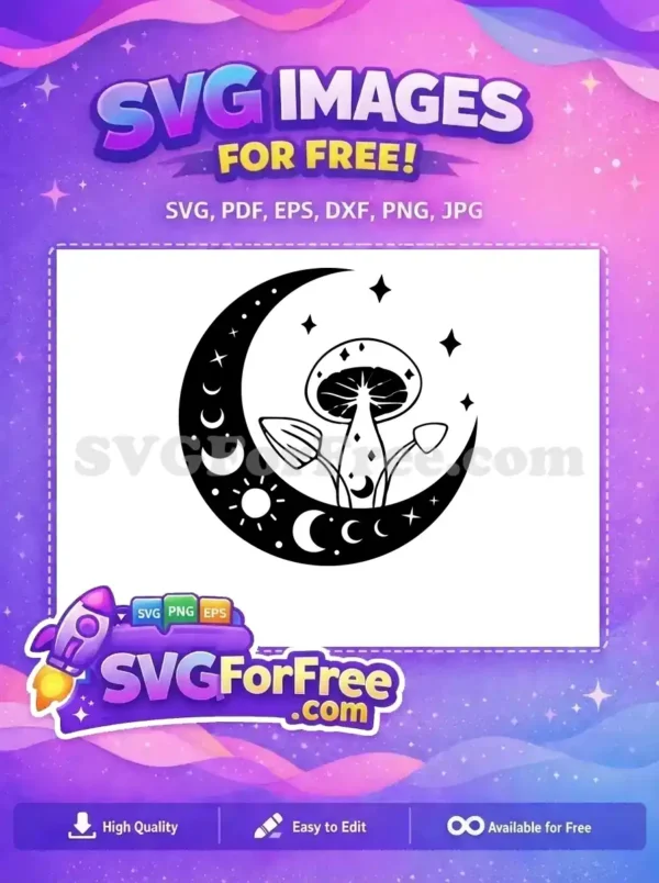 Free Crescent Moon Free Mushroom Stars Magic Esoteric Free SVG Free Crescent Moon Free Mushroom Stars Magic Esoteric Free SVG