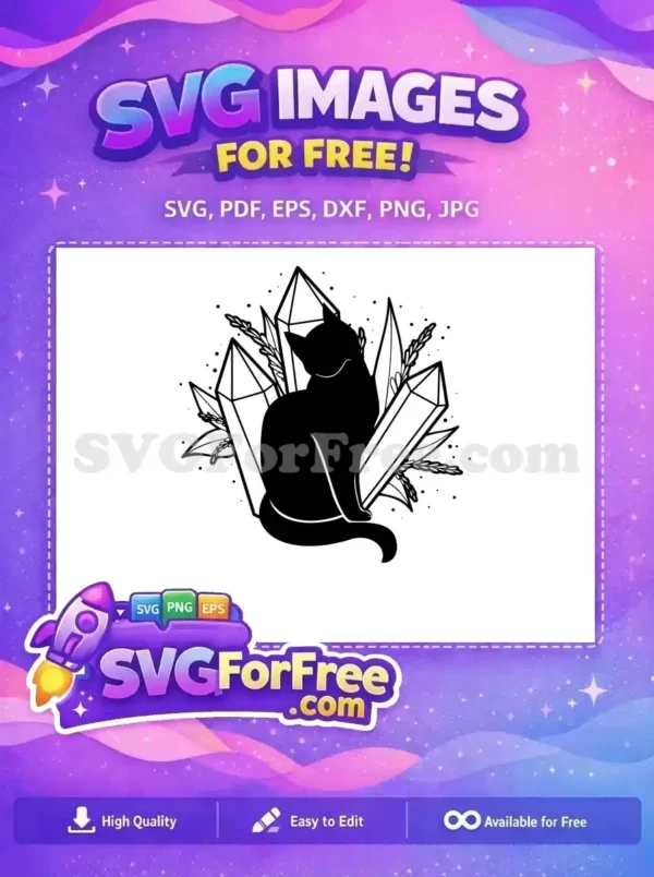Free Black Cat Free Crystal Magic Esoteric Free SVG 1