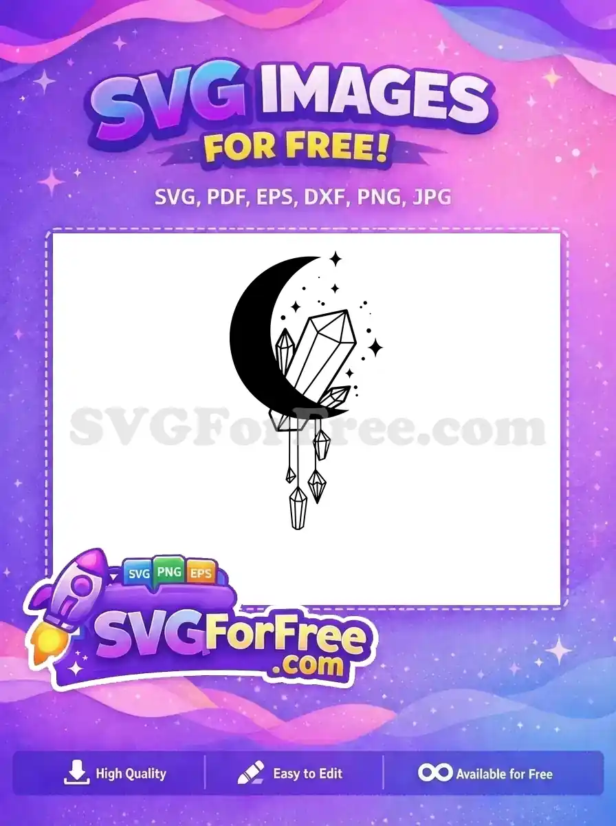 Free Crescent Moon Free Hanging Crystal Magic Free SVG