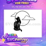 Free Celestial Cat Moon Free Starry Night Magic Free SVG - Instant Download