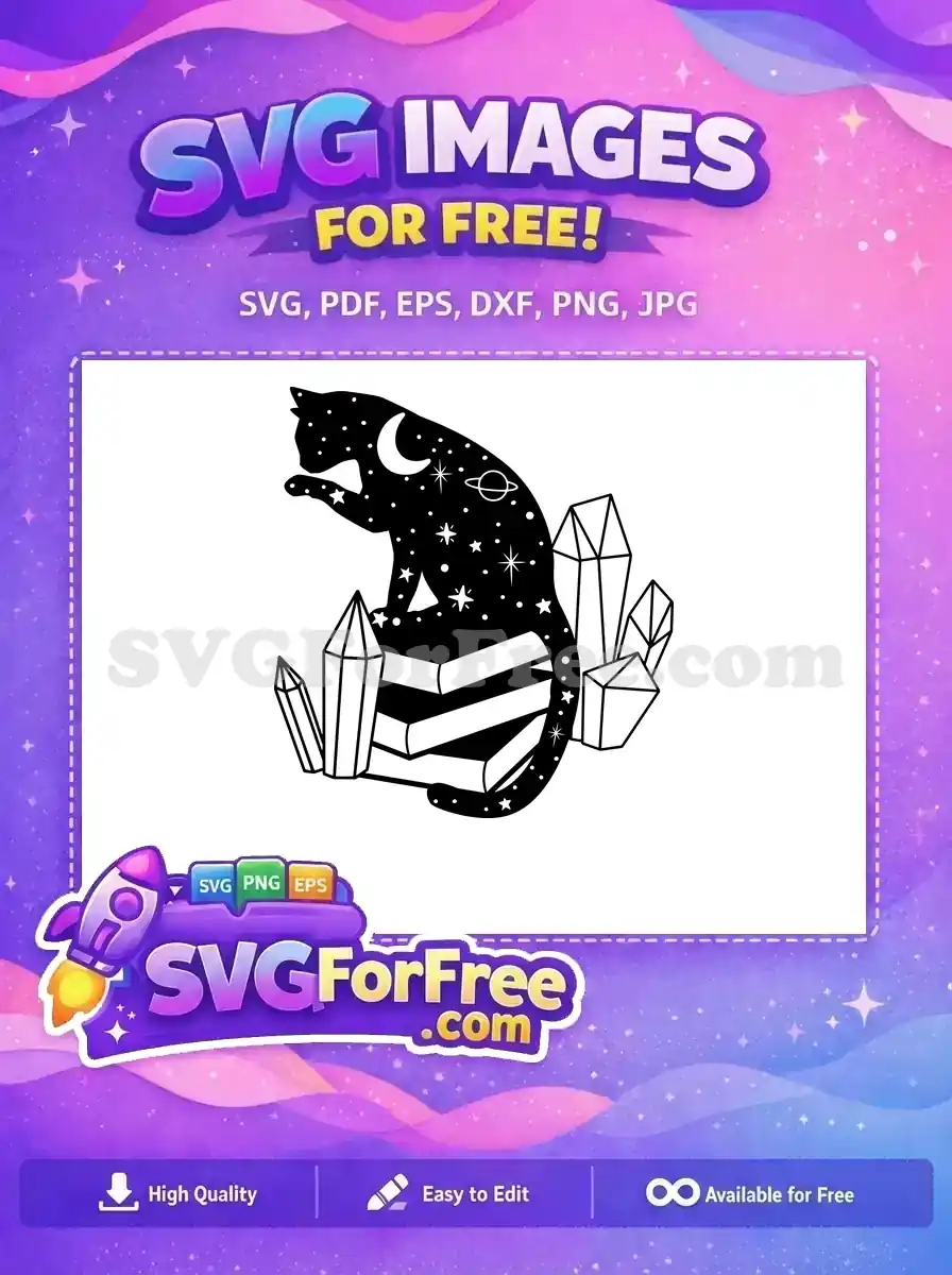 Free Celestial Kitten Free on Books Magic Free SVG