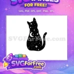 Free Celestial Cat Free Crescent Moon Esoteric Free SVG - Instant Download