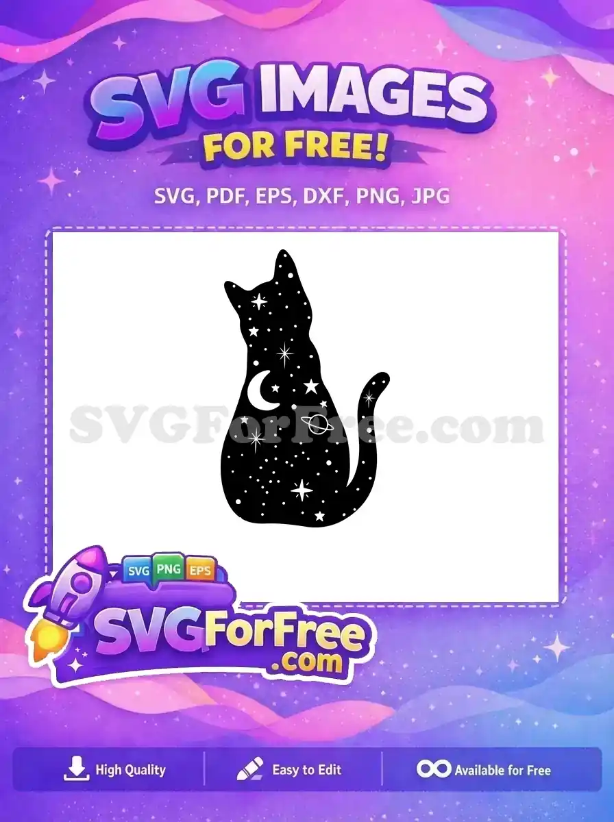 Free Celestial Cat Free Crescent Moon Esoteric Free SVG