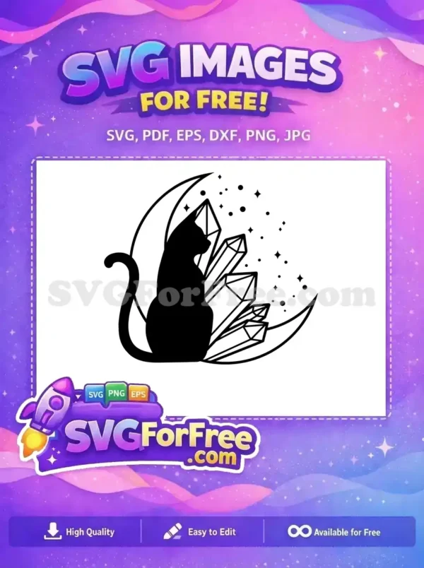 Free Black Cat Free Crystal Magic Esoteric Free SVG 2