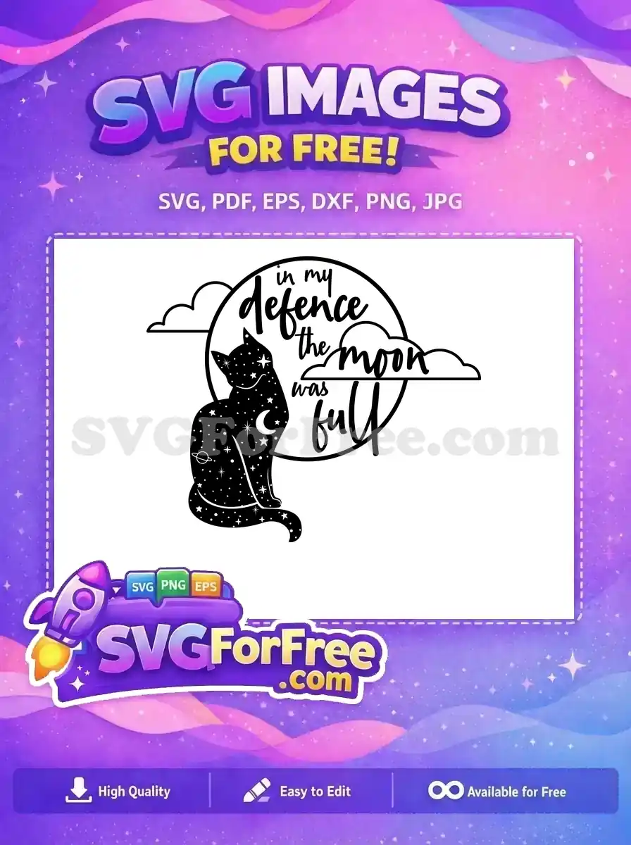 Free Celestial Cat Free Moon Phase Quote Magic Free SVG
