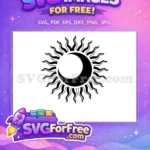 Free Crescent Silhouette Free Esoteric Sun Magic Free SVG - Instant Download