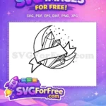 Free Crescent Moon Free Crystal Banner Magic Free SVG - Instant Download