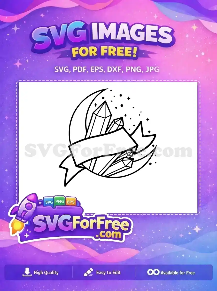 Free Crescent Moon Free Crystal Banner Magic Free SVG