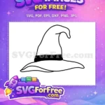 Free Pointed Free Brimmed Witch Hat Magic Free SVG - Instant Download