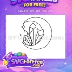 Free Crescent Moon Free Crystal Stars Magic Free SVG - Instant Download