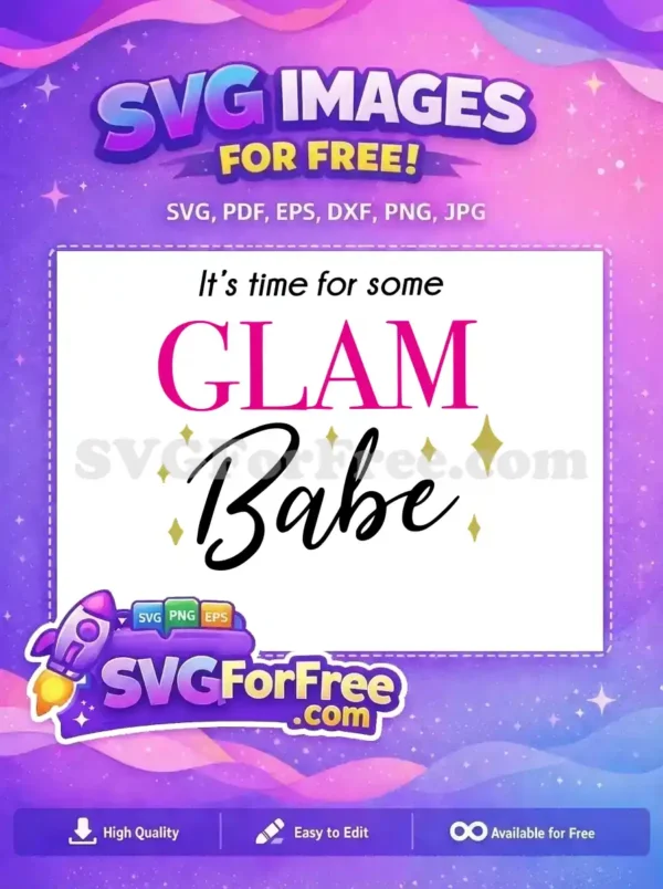 Free Pink Glam Free Babe Gold Stars Makeup Free SVG