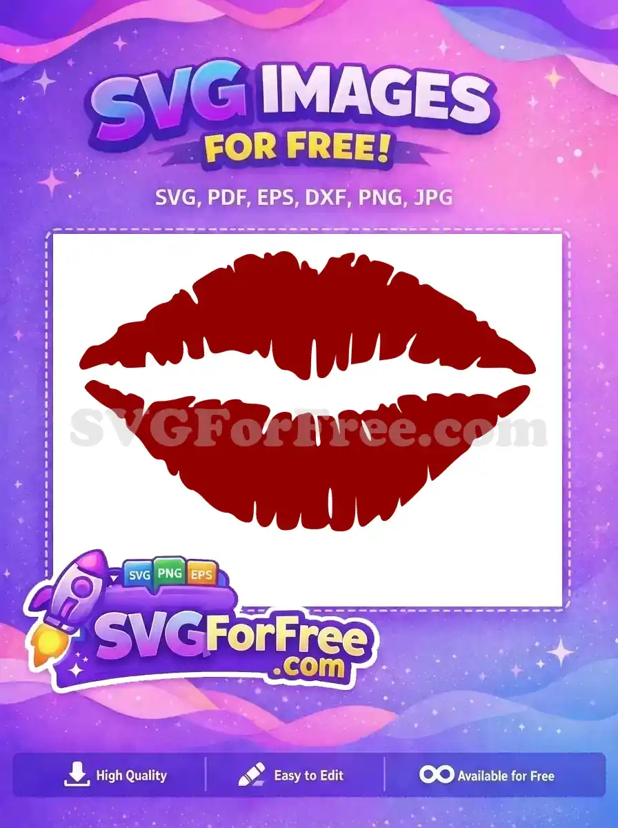 Free Dark Red Lips Free Makeup Look Kiss Free SVG