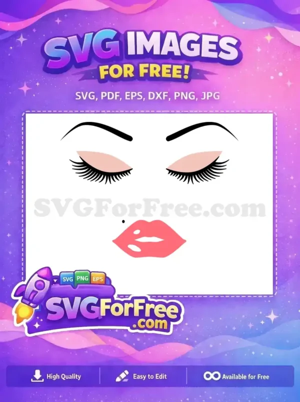 Free Pink Lips Free Closed Eyes Makeup Free SVG