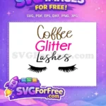 Free Brown Coffee Free Pink Glitter Lashes Design Free SVG - Instant Download