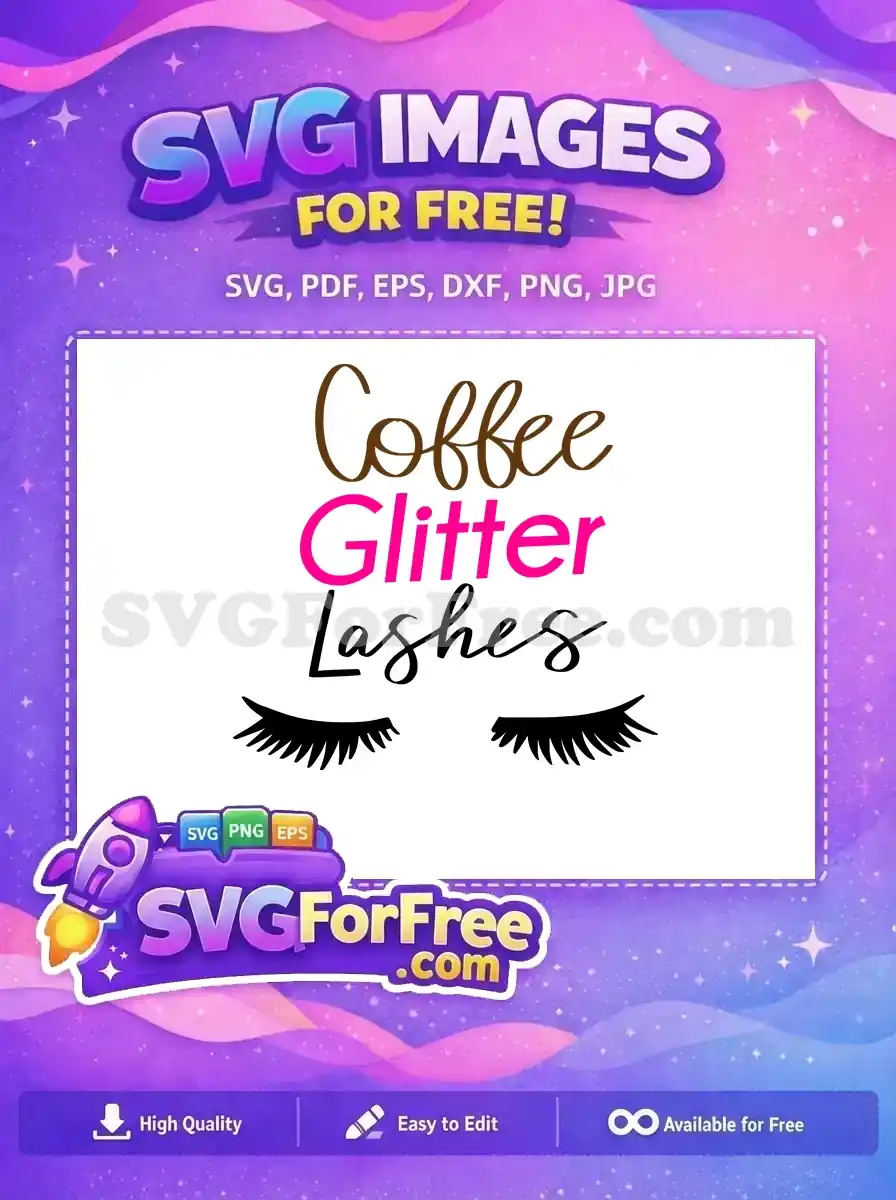 Free Brown Coffee Free Pink Glitter Lashes Design Free SVG