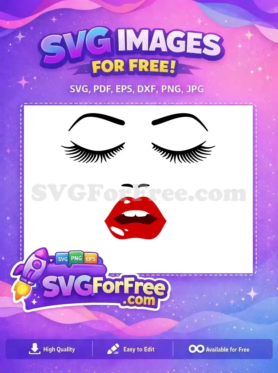 Free Glossy Lips Free Red Lipstick Makeup Free SVG 1