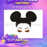 Free Afro Puffs Bun Free Brown Eyes Makeup Free SVG - Instant Download