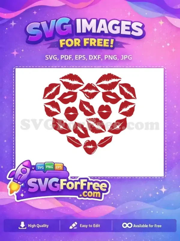 Free Red Lips Marks Free Kiss Heart Makeup Free SVG