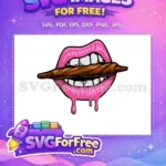 Free Dripping Pink Lips Free Blunt Makeup Beauty Free SVG - Instant Download