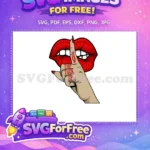 Free Red Lips Free Shut Up Hand Gesture Free SVG - Instant Download