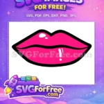 Free Glossy Lips Free Hot Pink Kiss Free SVG - Instant Download