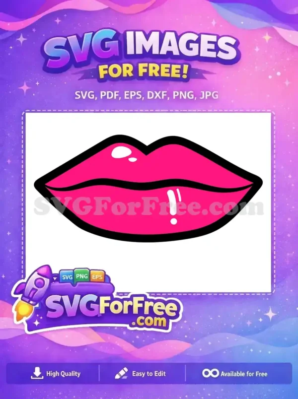 Free Glossy Lips Free Hot Pink Kiss Free SVG