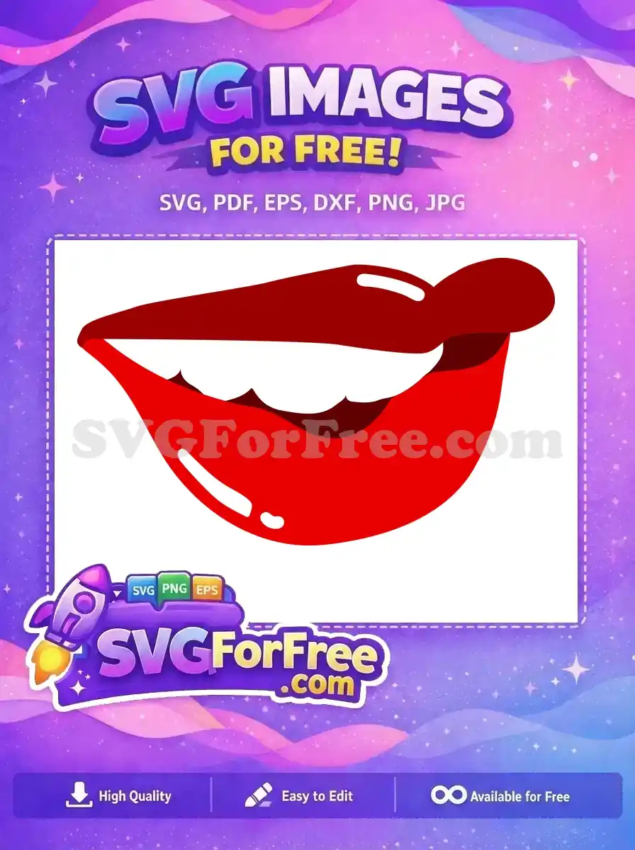 Free Glossy Lips Free Smiling Teeth Makeup Free SVG