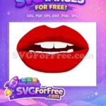 Free Glossy Red Lips Free Teeth Free SVG - Instant Download