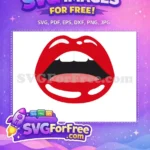 Free Glossy Red Lips Free Open Mouth Makeup Free SVG - Instant Download