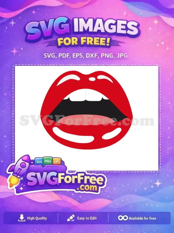 Free Glossy Red Lips Free Open Mouth Makeup Free SVG