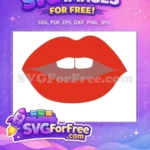 Free Open Red Lips Free Beauty Makeup Design Free SVG - Instant Download