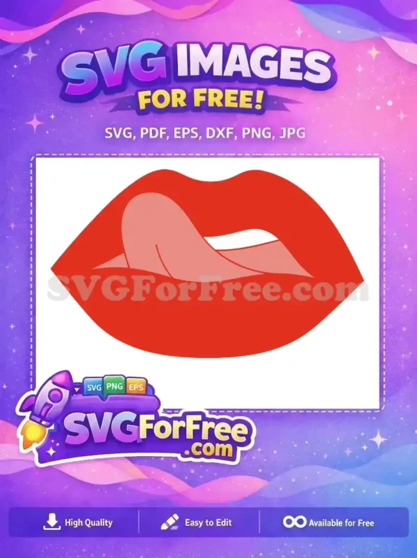 Free Red Lips Free Tongue Out Makeup Free SVG