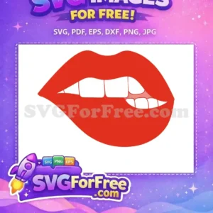 Free Biting Lip Free Red Lipstick Makeup Free SVG