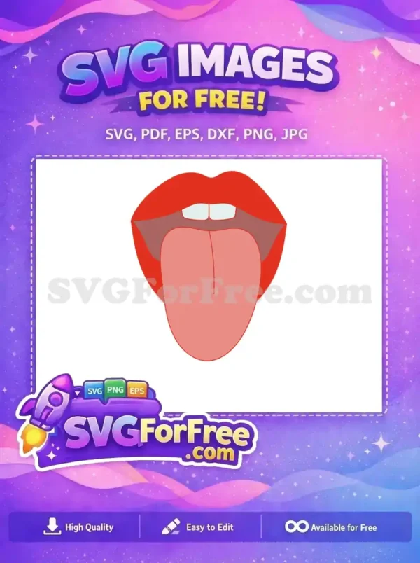 Free Red Lips Free Tongue Makeup and Beauty Free SVG