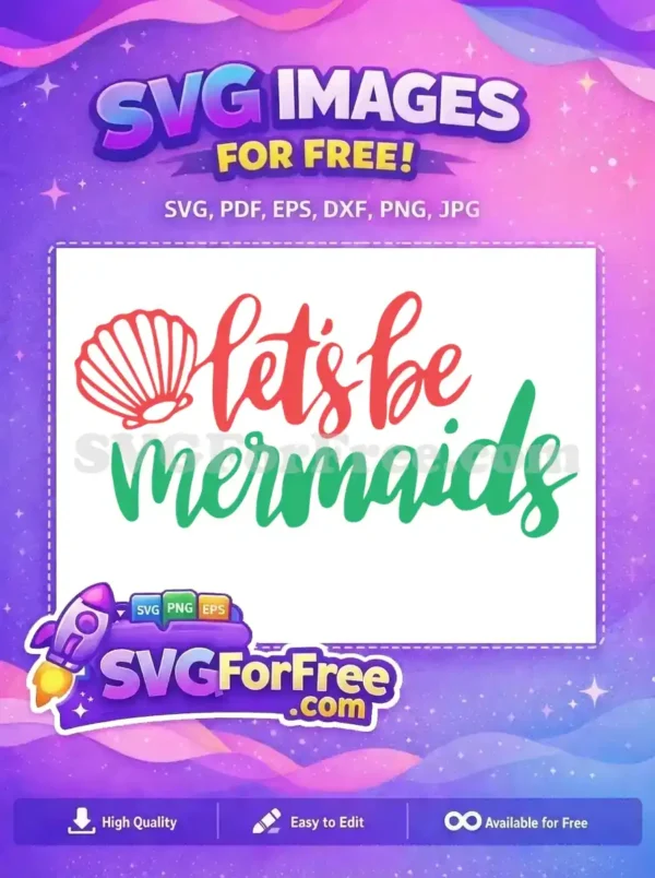 Free Red Shell Free Lets Be Mermaids Design Free SVG