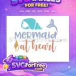 Free Seashell Accent Free Flowing Tail Mermaid At Heart Free SVG - Instant Download