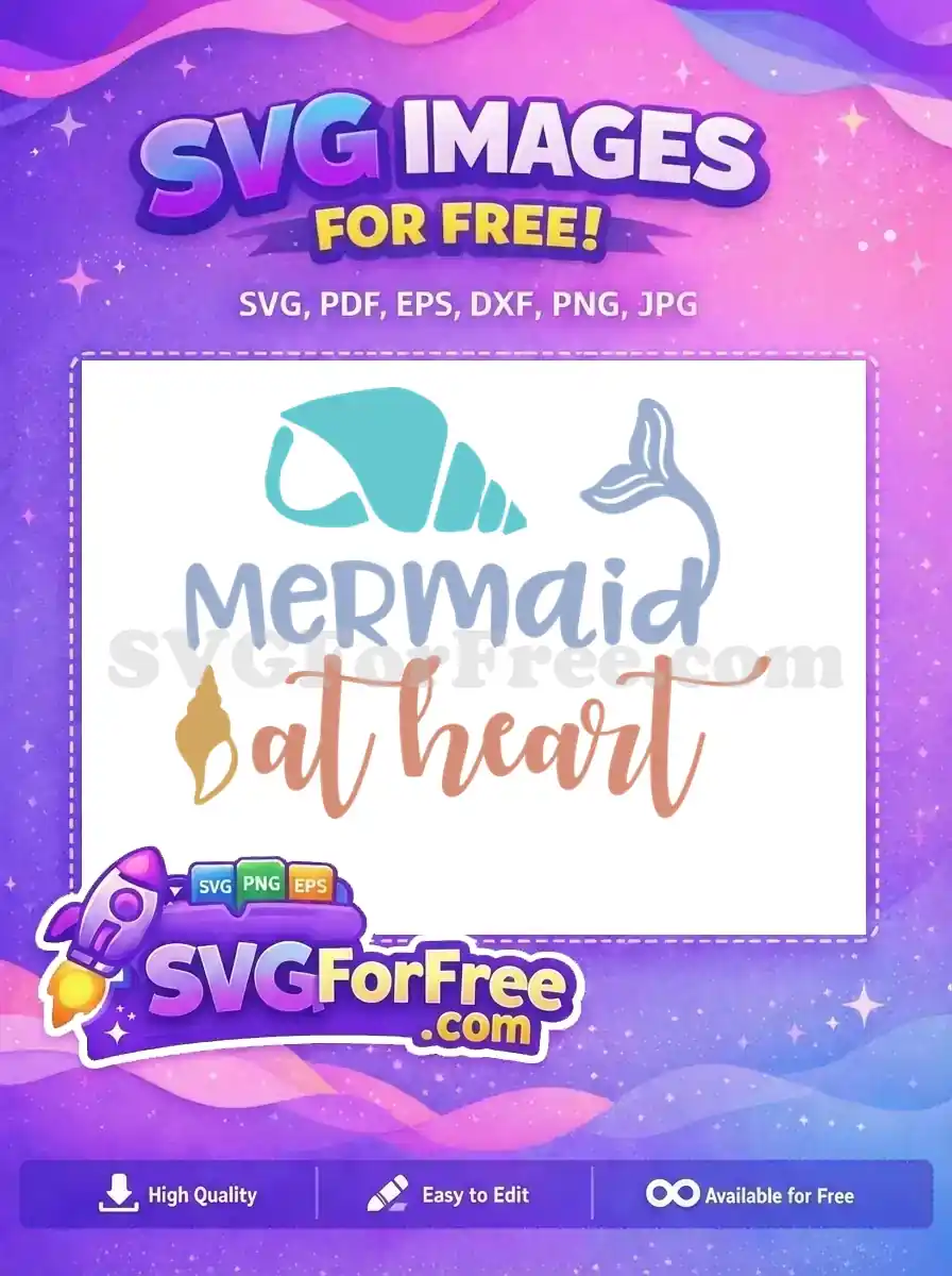 Free Seashell Accent Free Flowing Tail Mermaid At Heart Free SVG