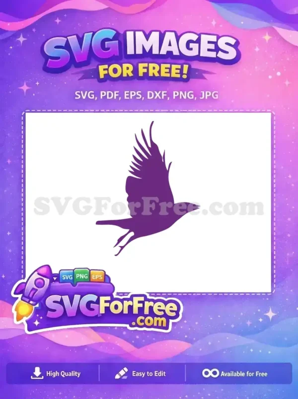 Free Purple Raven Silhouette Free Wings Spread Maleficent Free SVG