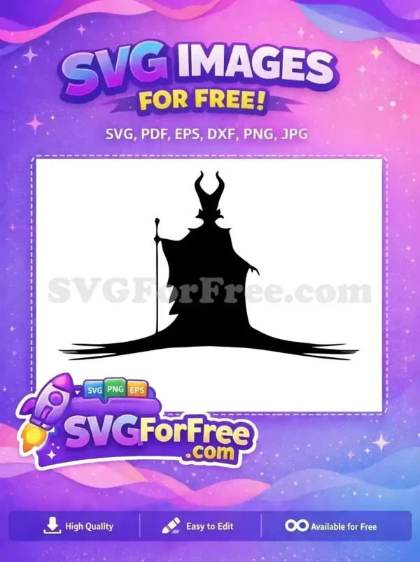 Free Horned Silhouette Free Staff Classic Maleficent Free SVG