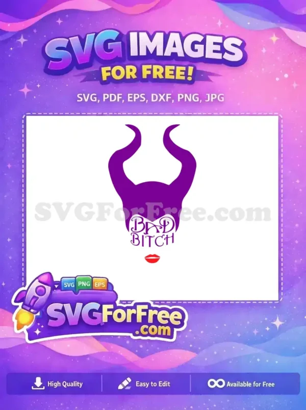 Free Purple Horns Free Red Lips Maleficent Disney Free SVG