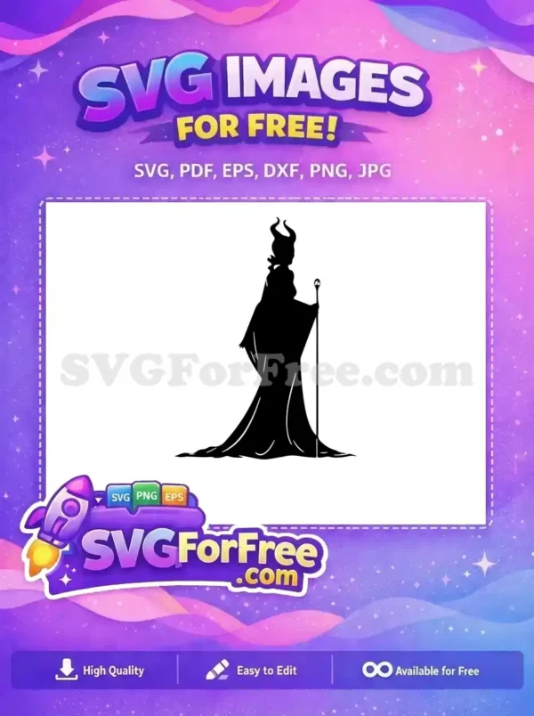 Free Horned Silhouette Free Staff Holding Maleficent Free SVG 2
