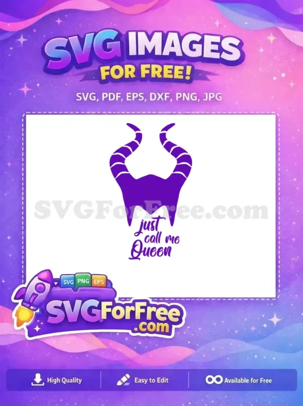 Free Purple Horns Free Just Call Me Queen Maleficent Free SVG