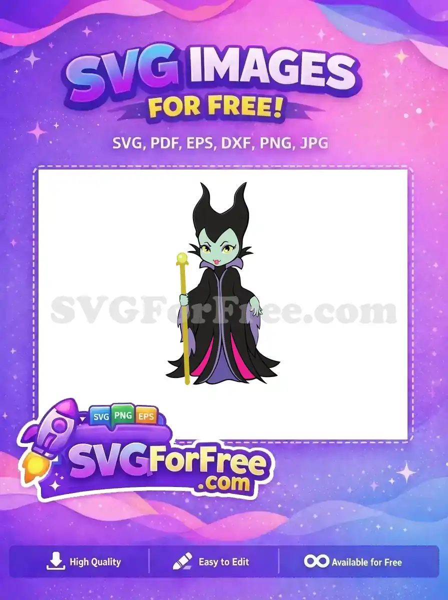 Free Horned Silhouette Free Staff Holding Maleficent Free SVG 3